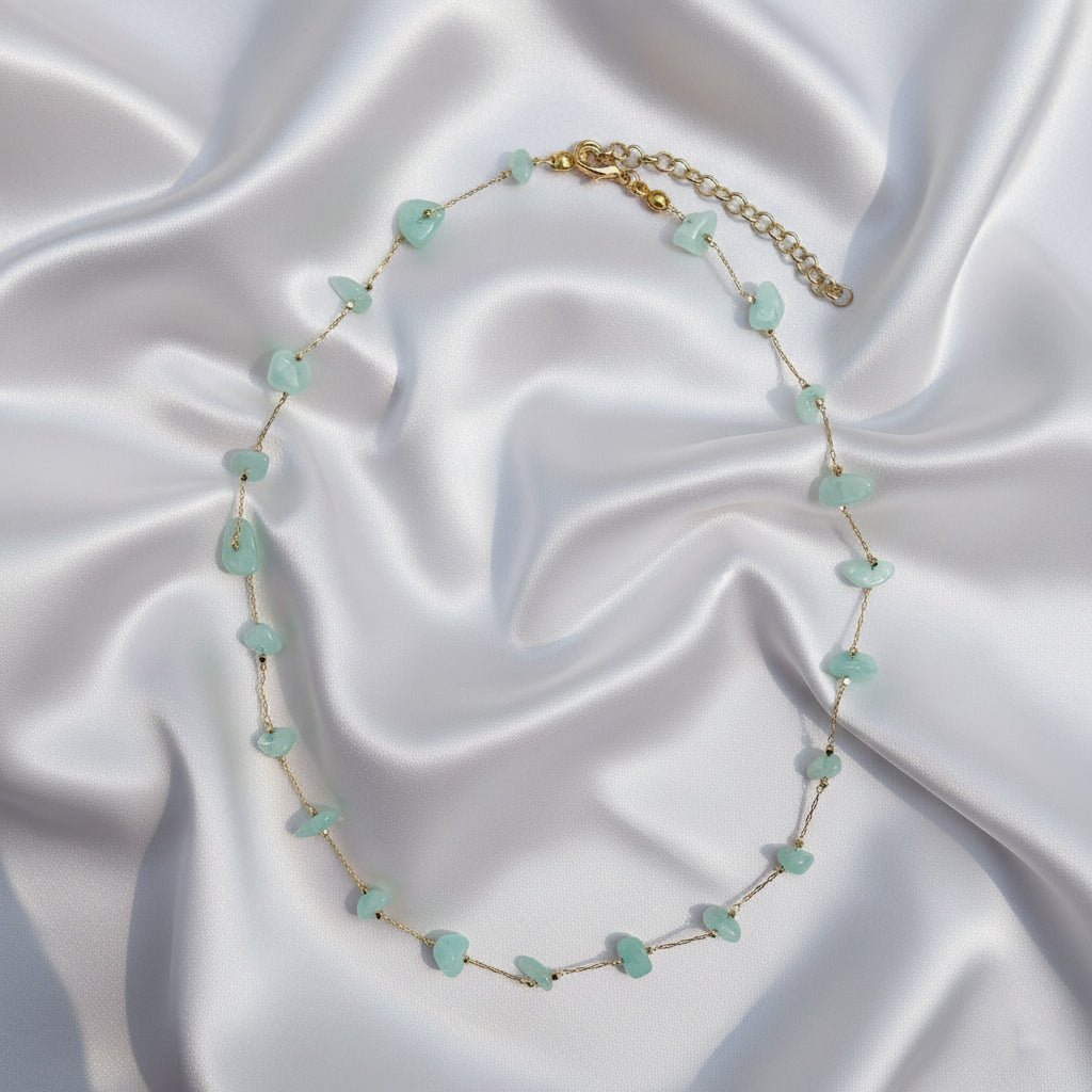 Saraura Aqua Stone Chip Aesthetic Anti-Tarnish Necklace