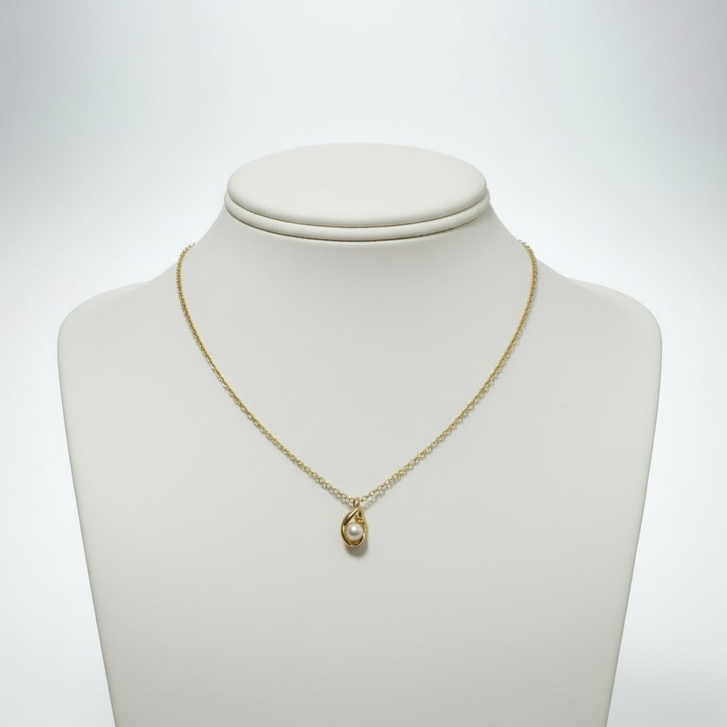 Anti Tarnish Pearl Charm Minimal Chain Necklace for Women