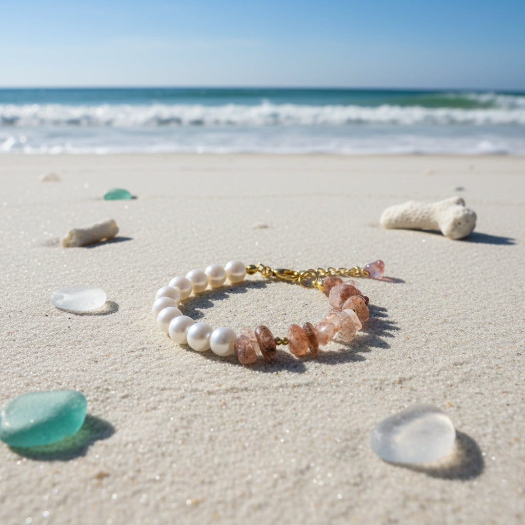 Elegant Pearl & Imitation Stone Chip Bracelet – Golden Anti-Tarnish Fashion Jewellery