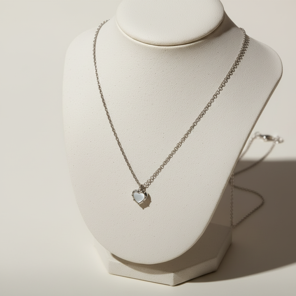 Anti Tarnish Silver Heart Pendant Minimal Chain Necklace for Women