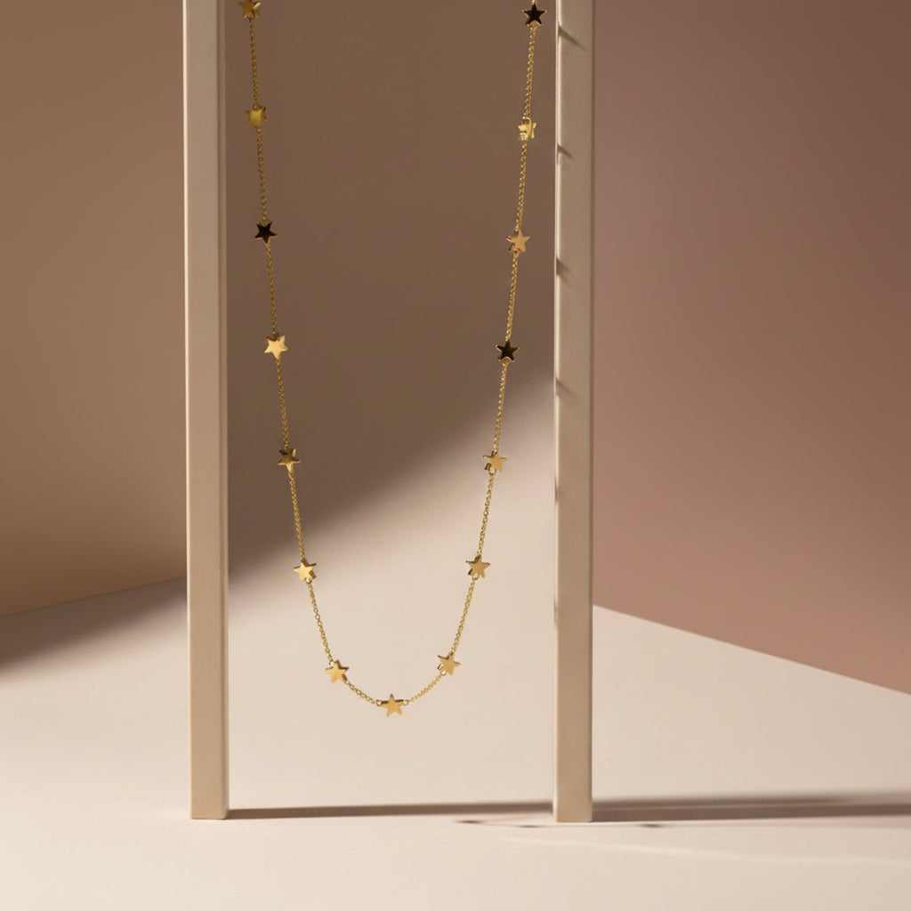 Anti Tarnish Golden Star Minimal Necklace for Women
