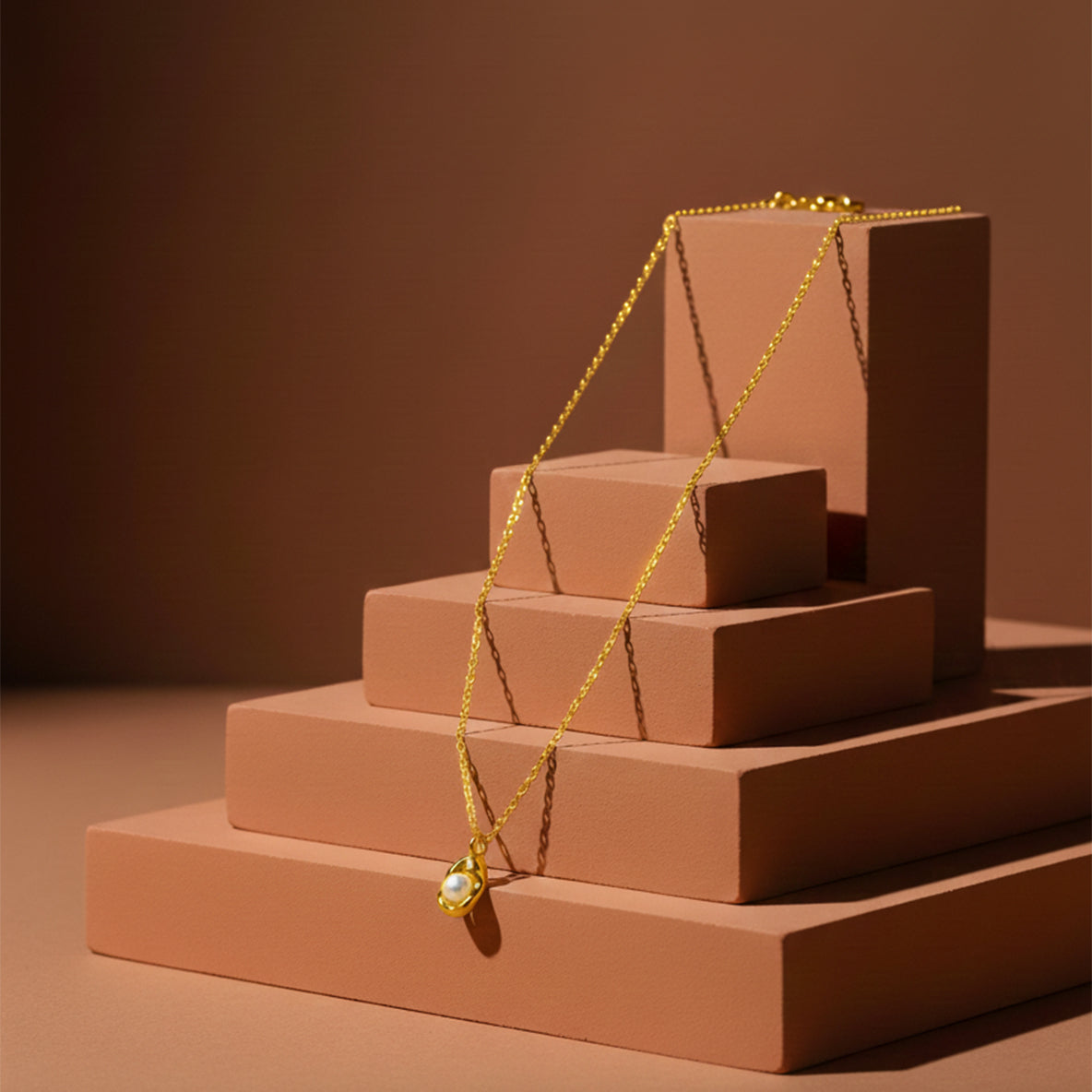 Anti Tarnish Pearl Charm Minimal Chain Necklace for Women