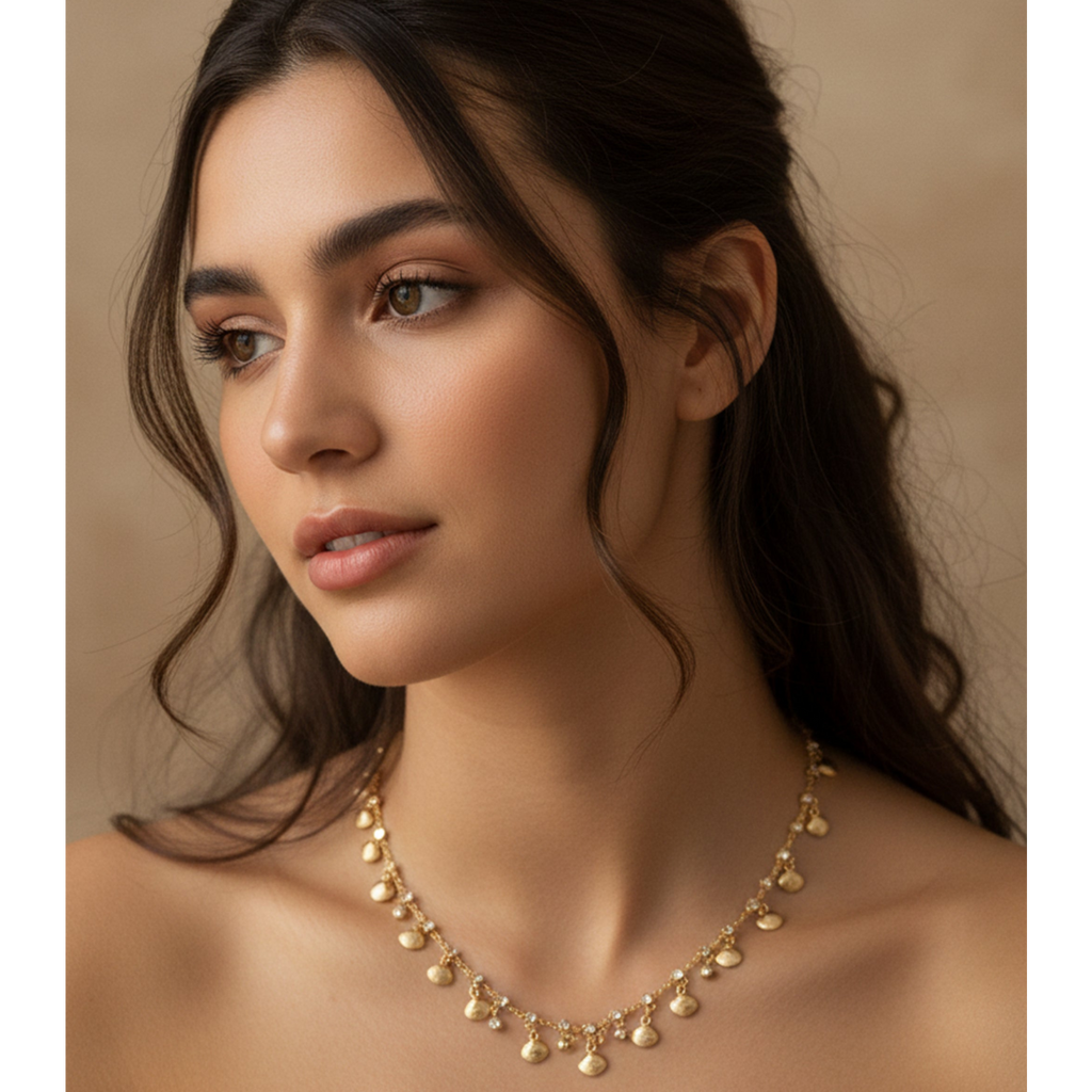 Anti Tarnish Golden Color Minimal Neckpiece for Women | Elegant Everyday Jewellery