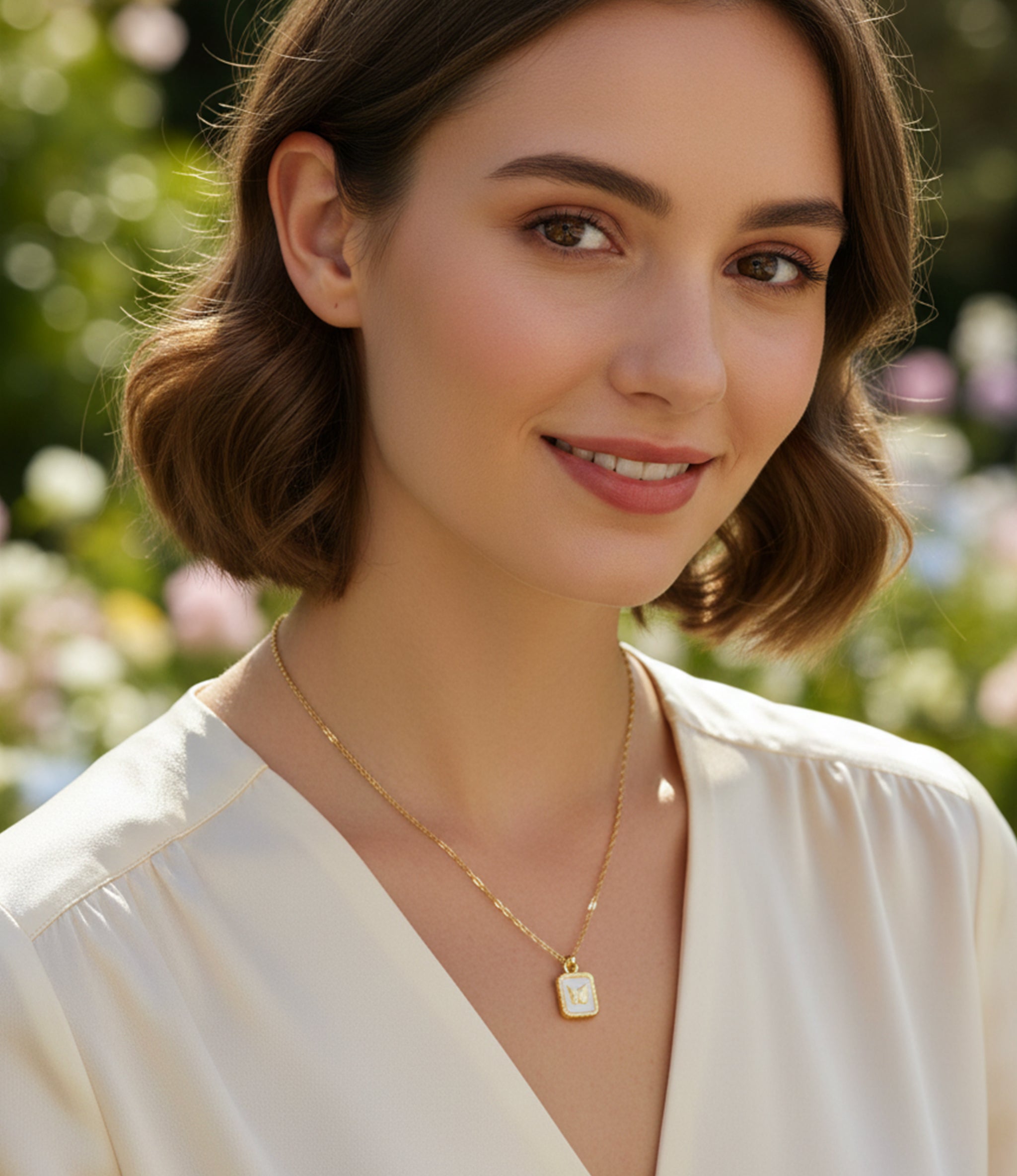 Anti Tarnish Butterfly Pendant Minimal Chain Necklace for Women