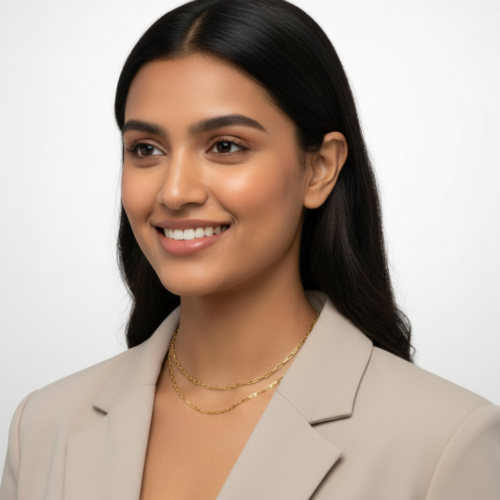 Anti Tarnish Golden Color Bold Minimal Box Chain Necklace for Women